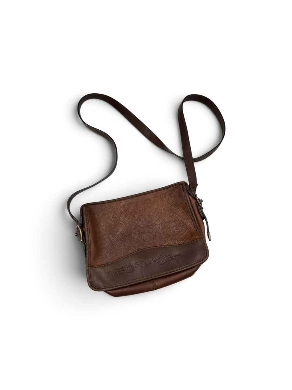Vintage 90s Fossil 75082 Brown Pebbled Leather Crossbody Messenger Purse